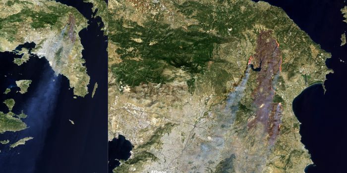 Copernicus δορυφόρος πυρκαγιά Βαρνάβας Βόρεια Αττική